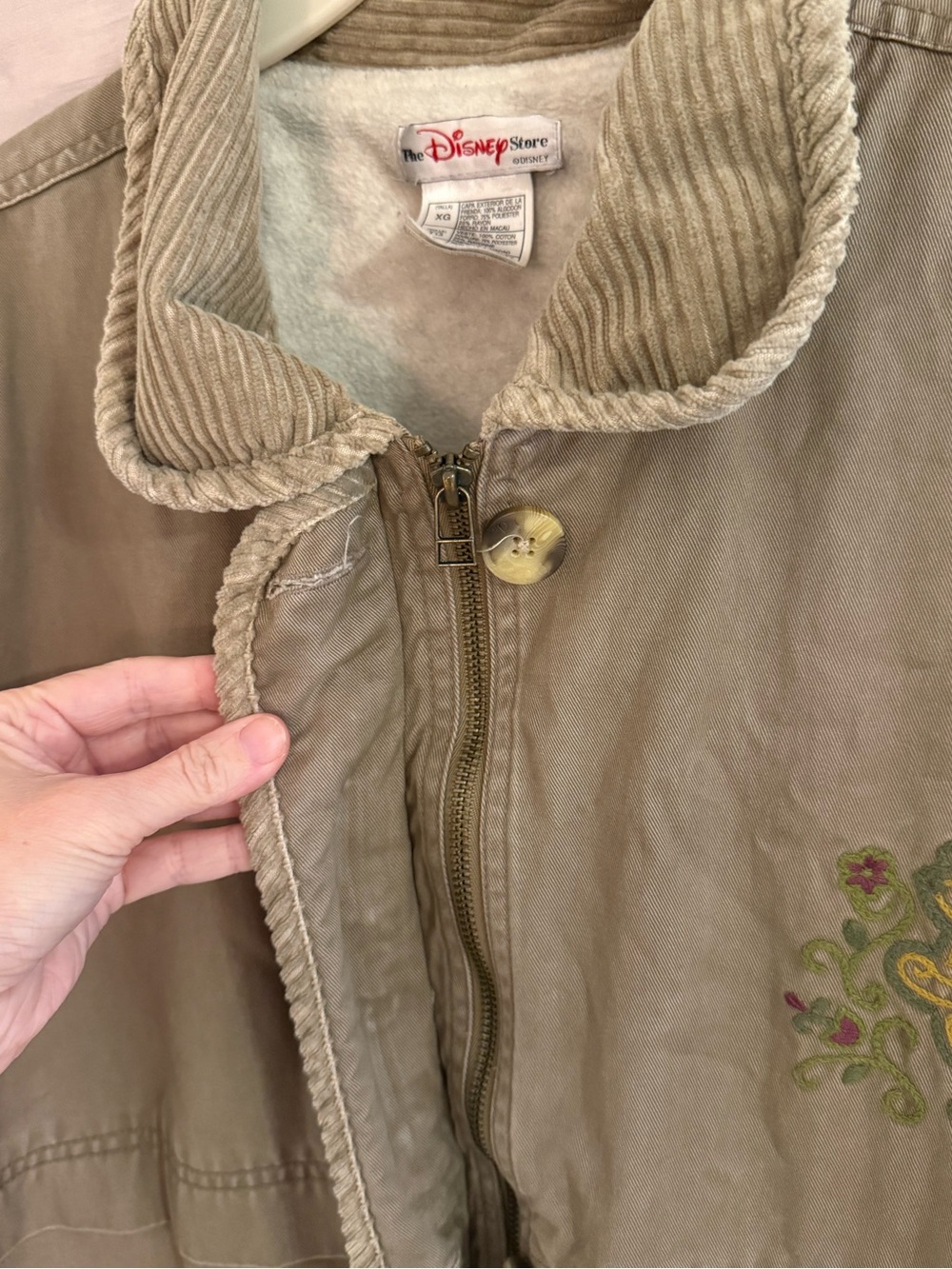 Vintage 90s Disney Store Eeyore Embroidered Barn Jacket Floral Folk Art - Picture 5 of 5